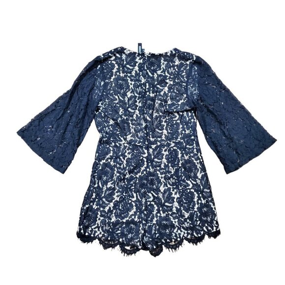 Missguided Plunge Neckline Laced‎ Playsuit Romper Womens 12 Black Lined NWT - Picture 2 of 7